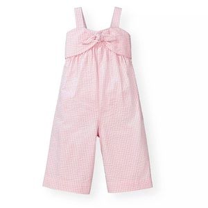 Hope and Henry Macy’s girls toddler seersucker gingham bow pink jumpsuit Barbie